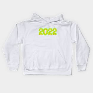 2022 created with yellow roses and green leaves Kids Hoodie